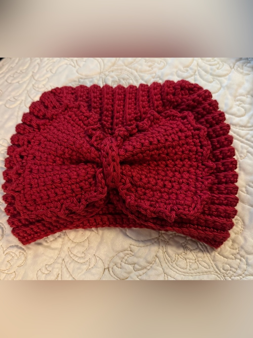 Baby Handmade crotchet Red Knit Bow Headband -Accessories